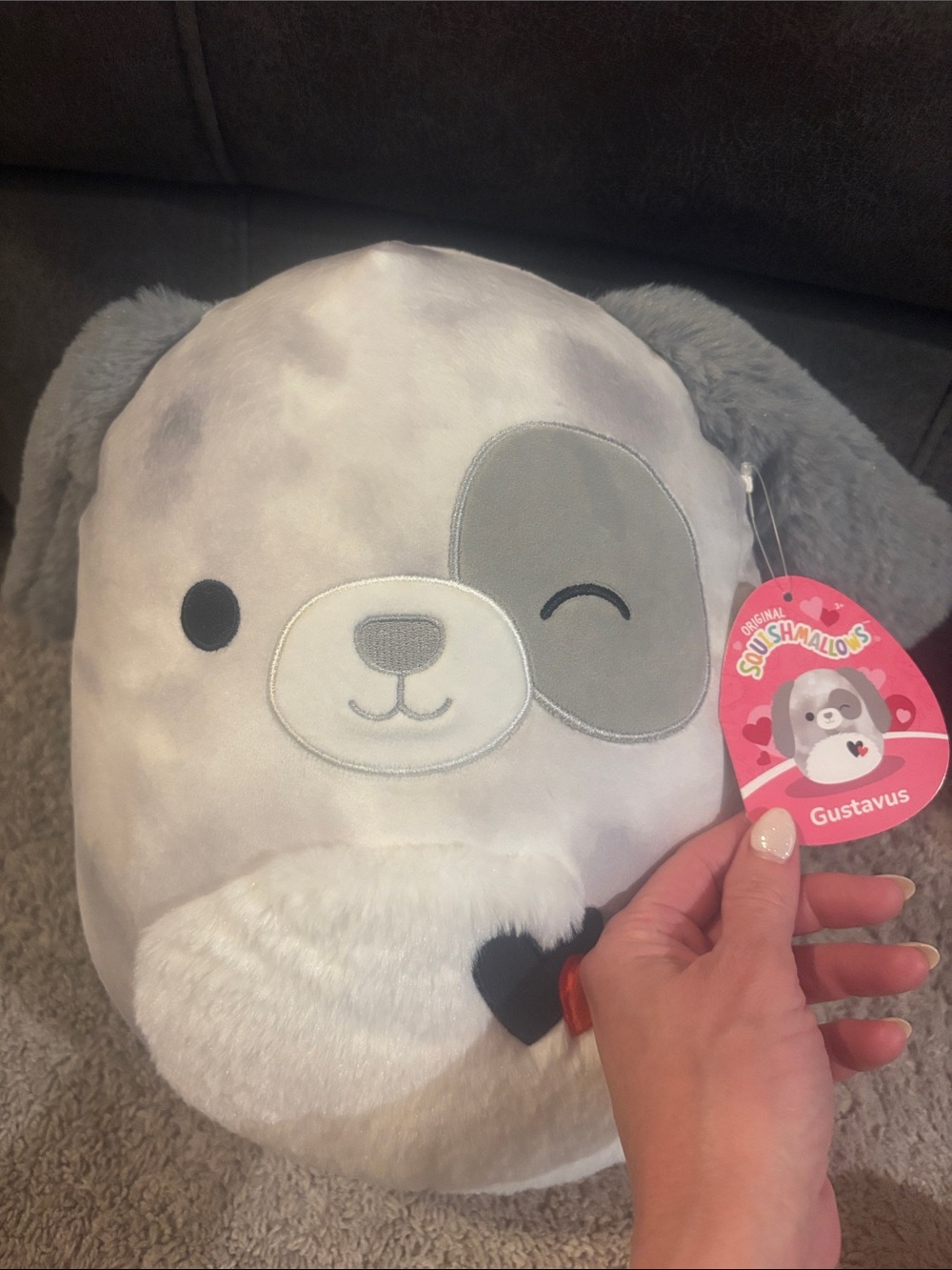 Squishmallows Gustavus Gray & White Plush Dog
